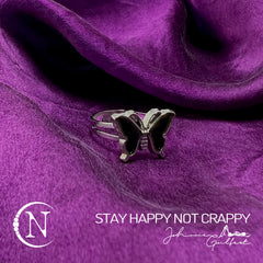 Ring ~ Stay Happy Not Crappy by Johnnie Guilbert