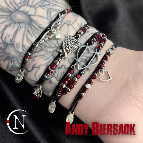 4 Piece Blood Red NTIO Bracelet Bundle by Andy Biersack