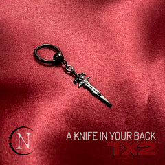 Black ~ A Knife In Your Back Single Earring by TX2 ~ Limited Edition
