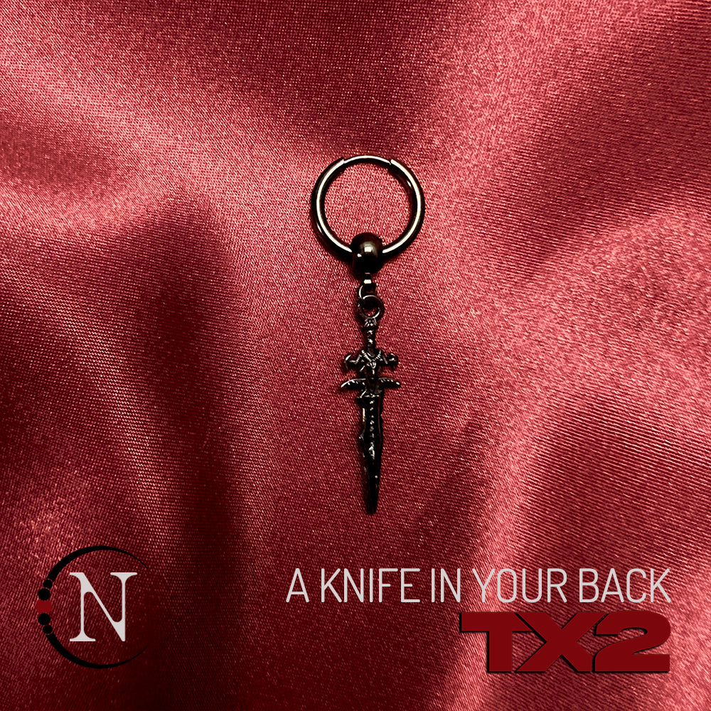 Black ~ A Knife In Your Back Single Earring by TX2 ~ Limited Edition