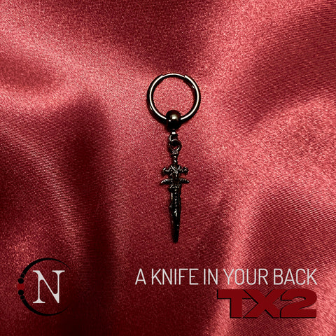 Black ~ A Knife In Your Back Single Earring by TX2 ~ Limited Edition
