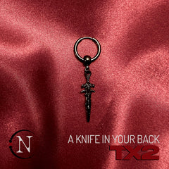 Black ~ A Knife In Your Back Single Earring by TX2 ~ Limited Edition