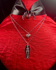 THE SCREAMING SKULL Double Chain Necklace Based on Romance, Jealousy & Love from Beyond the Grave by Kellin Quinn ~AFTER DARK COLLECTION