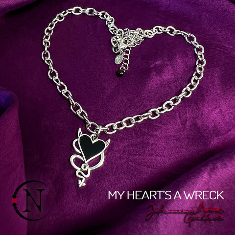Black Choker/Double Wrap Bracelet/Necklace ~ My Heart's A Wreck by Johnnie Guilbert
