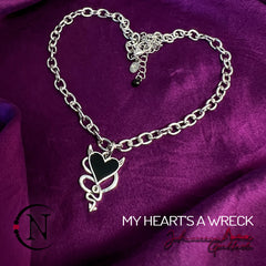 Black Choker/Double Wrap Bracelet/Necklace ~ My Heart's A Wreck by Johnnie Guilbert