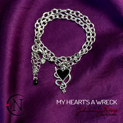 Black Choker/Double Wrap Bracelet/Necklace ~ My Heart's A Wreck by Johnnie Guilbert