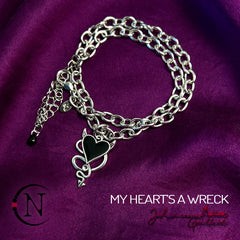 Black Choker/Double Wrap Bracelet/Necklace ~ My Heart's A Wreck by Johnnie Guilbert