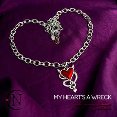 Red Choker/Double Wrap Bracelet/Necklace ~ My Heart's A Wreck by Johnnie Guilbert