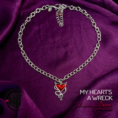 Red Choker/Double Wrap Bracelet/Necklace ~ My Heart's A Wreck by Johnnie Guilbert