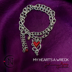 Red Choker/Double Wrap Bracelet/Necklace ~ My Heart's A Wreck by Johnnie Guilbert