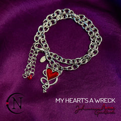 Red Choker/Double Wrap Bracelet/Necklace ~ My Heart's A Wreck by Johnnie Guilbert
