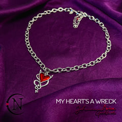 Red Choker/Double Wrap Bracelet/Necklace ~ My Heart's A Wreck by Johnnie Guilbert