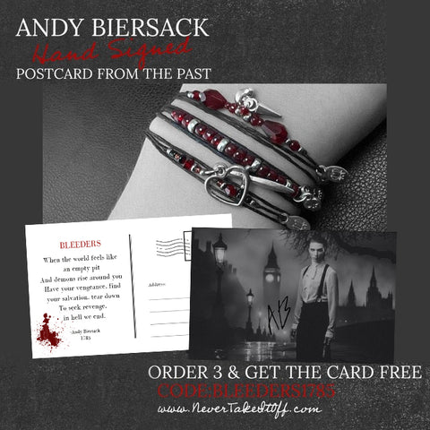FREE HAND SIGNED “POSTCARD from the PAST” with ANY 4 ANDY PIECES! CODE: BLEEDERS1785