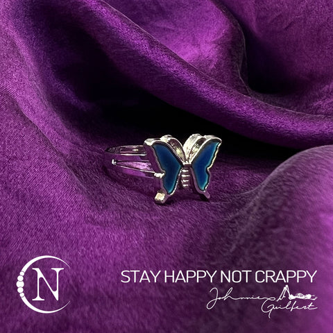 Ring ~ Stay Happy Not Crappy by Johnnie Guilbert