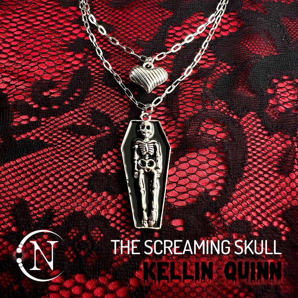 THE SCREAMING SKULL Double Chain Necklace Based on Romance, Jealousy & Love from Beyond the Grave by Kellin Quinn ~AFTER DARK COLLECTION