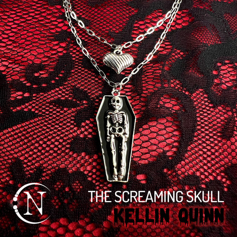 THE SCREAMING SKULL Double Chain Necklace Based on Romance, Jealousy & Love from Beyond the Grave by Kellin Quinn ~AFTER DARK COLLECTION