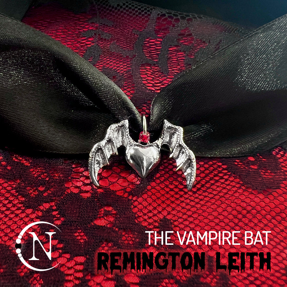 THE VAMPIRE BAT Tie on Satin Choker by Remington Leith ~AFTER DARK COLLECTION
