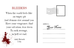 FREE HAND SIGNED “POSTCARD from the PAST” with ANY 4 ANDY PIECES! CODE: BLEEDERS1785